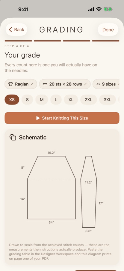 Skein's grading results on iPhone