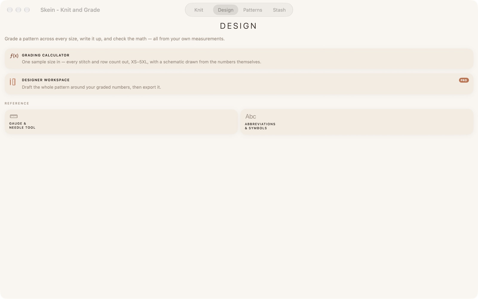 Skein's Design tab on Mac